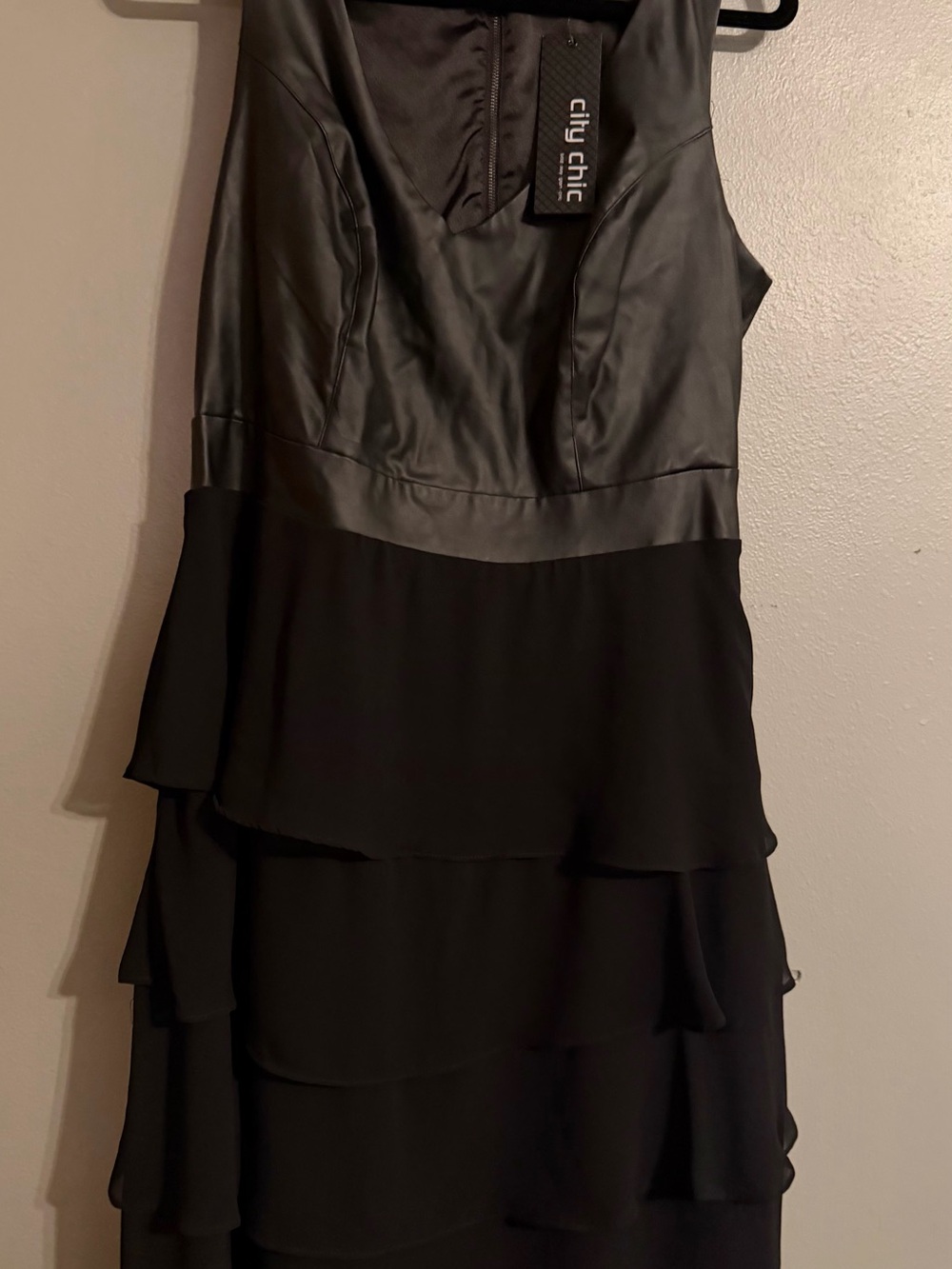 City Chic Black Tiered Cocktail Dress